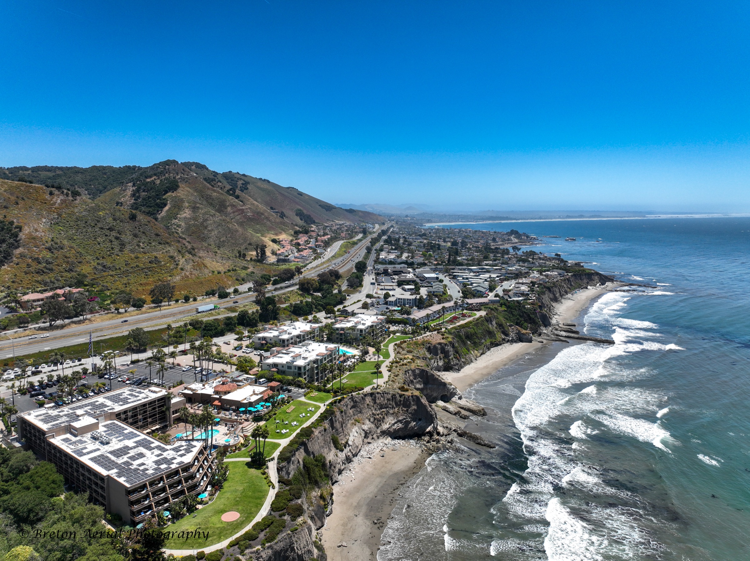Aerial view of the coast at Pismo Beach